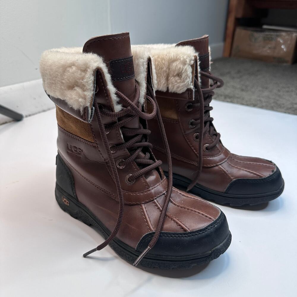 UGG Butte II Brown Leather Lace Up Boots